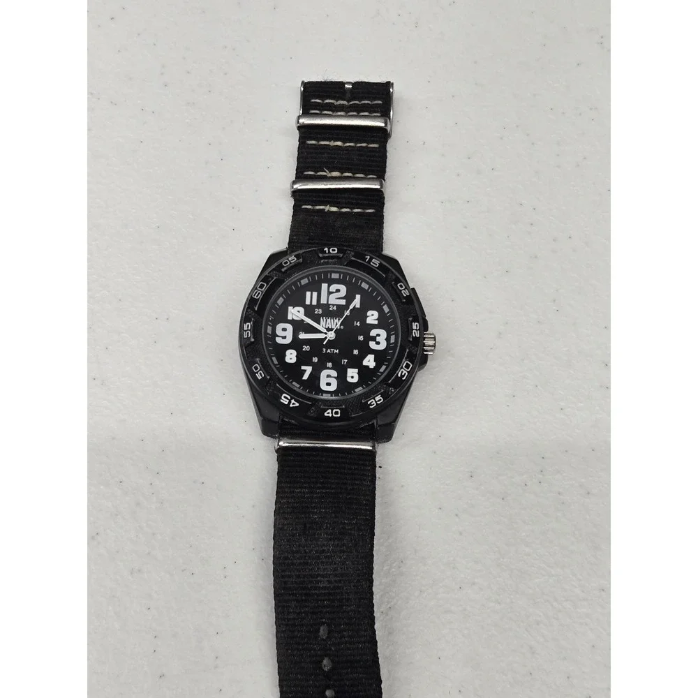American Navy Mens Field Watch Black Nylon Strap Military Style 3 ATM FA1023